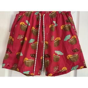 Huntington BC Mens Pink Coconut Drink Board Swim Shorts Small 100% Cotton